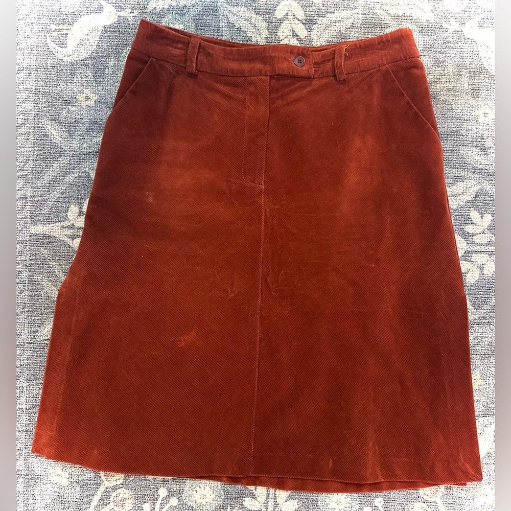 Vintage Mandorlamara Designer Rust Corduroy Skirt with Side Slits